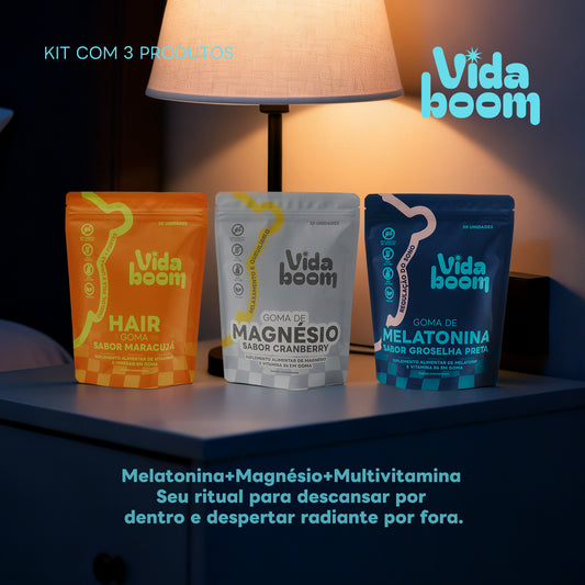 Kit Beauty Sleep ( 1 Goma de Melatonina + 1 Goma de Magnésio + 1 Goma Hair)