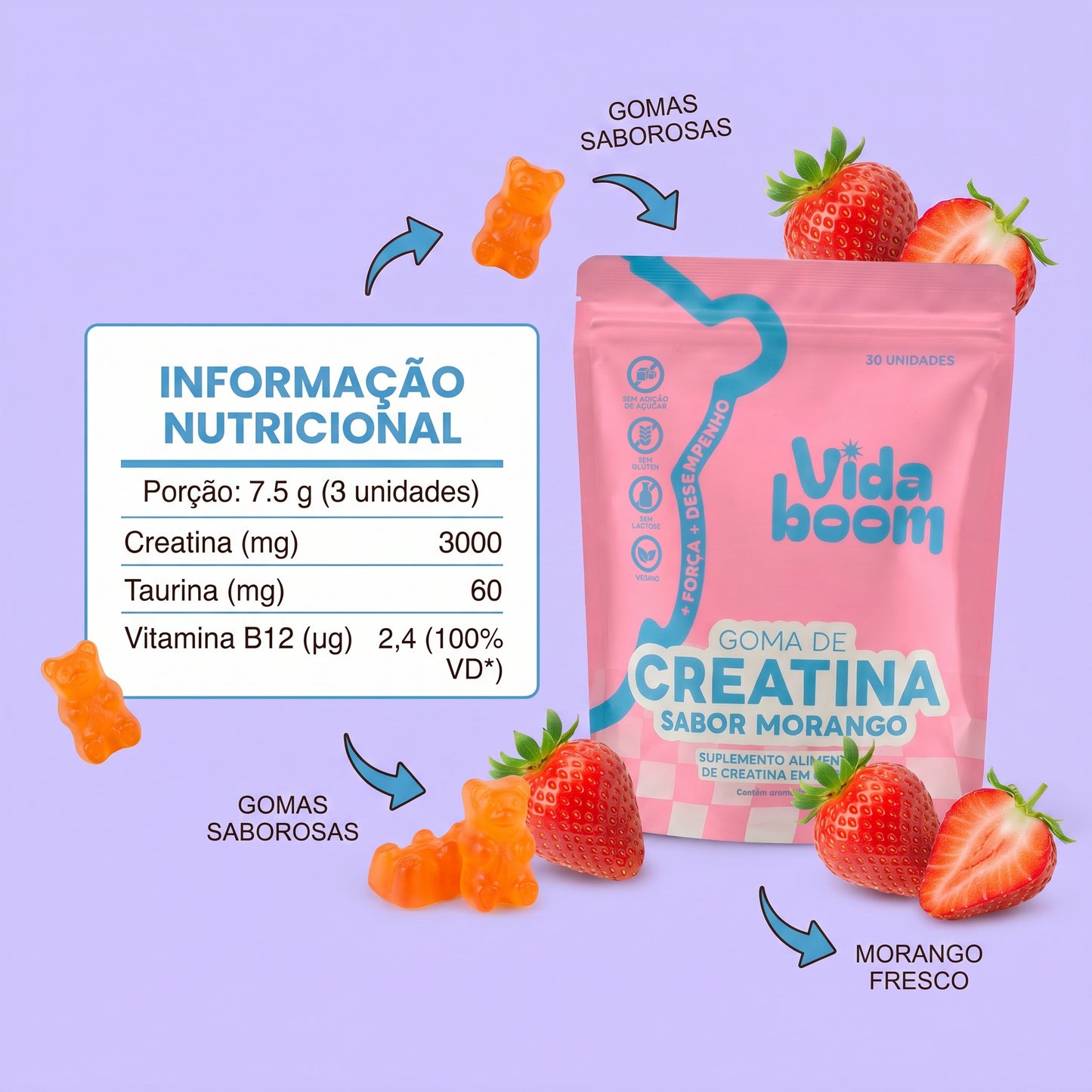 Goma de Creatina- Embalagem Individual PAGUE 2 LEVE 3!