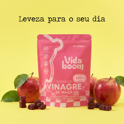 Goma de Vinagre de Maçã (200mg de Cromo e 600mg de Vinagre de Maçã por dia)- PAGUE 2 LEVE 3!