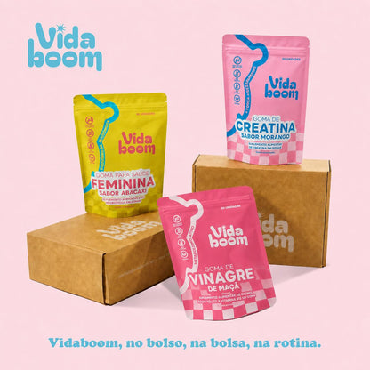 Kit Fit Feminino (1 Goma de Creatina + 1 Goma para Saúde Feminina + 1 Goma de Vinagre de Maçã)