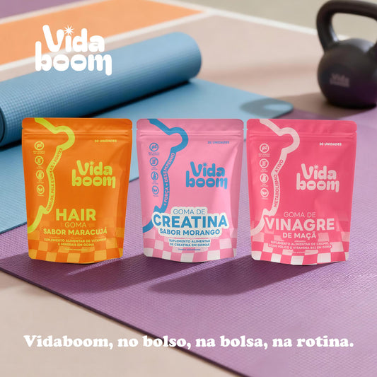 Kit Fit & Glow (1 Goma de Creatina + 1 Goma Hair + 1 Goma de Vinagre de Maçã)