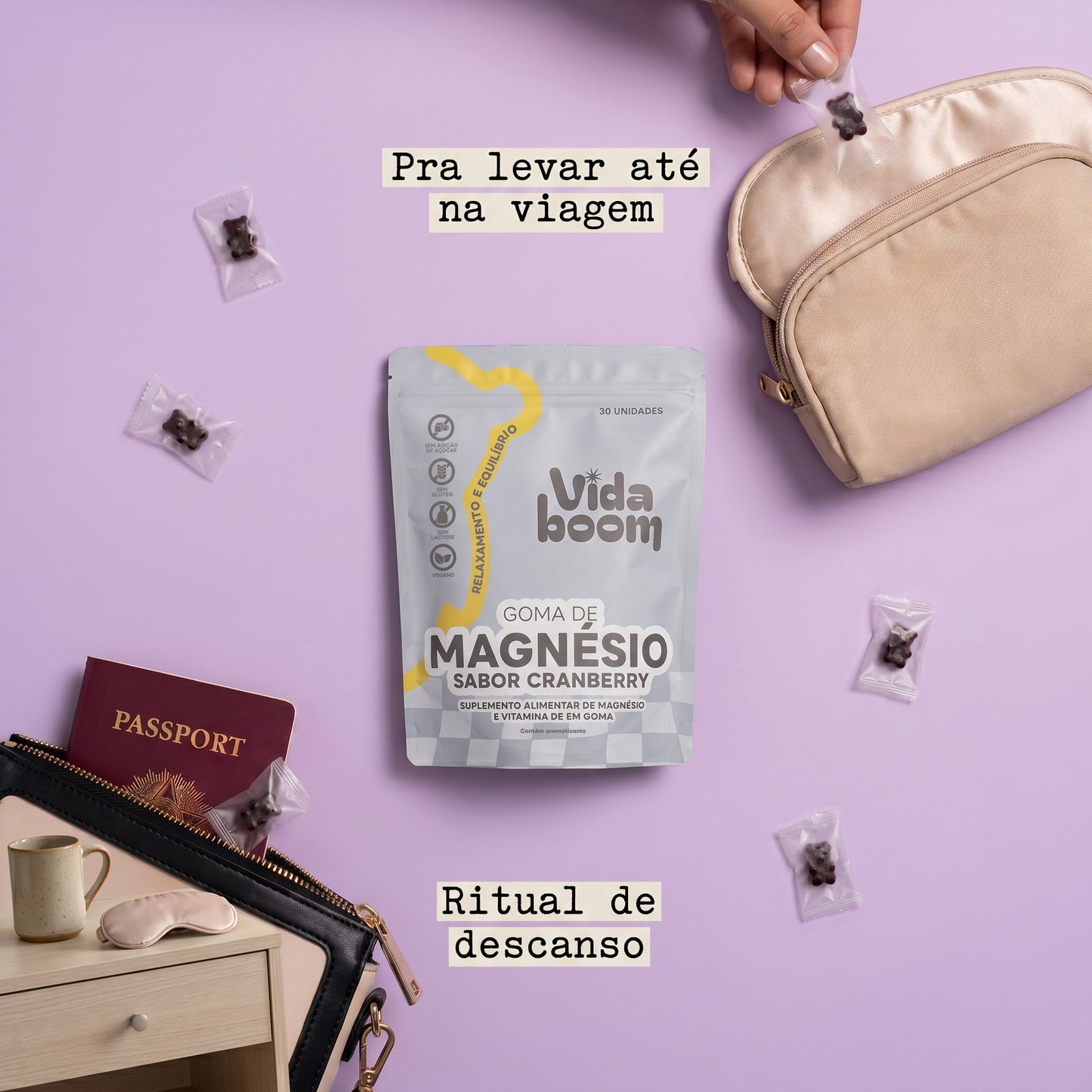 Goma de Magnésio (60 mg de Mg por goma)- Desligar a mente nunca foi tão gostoso
